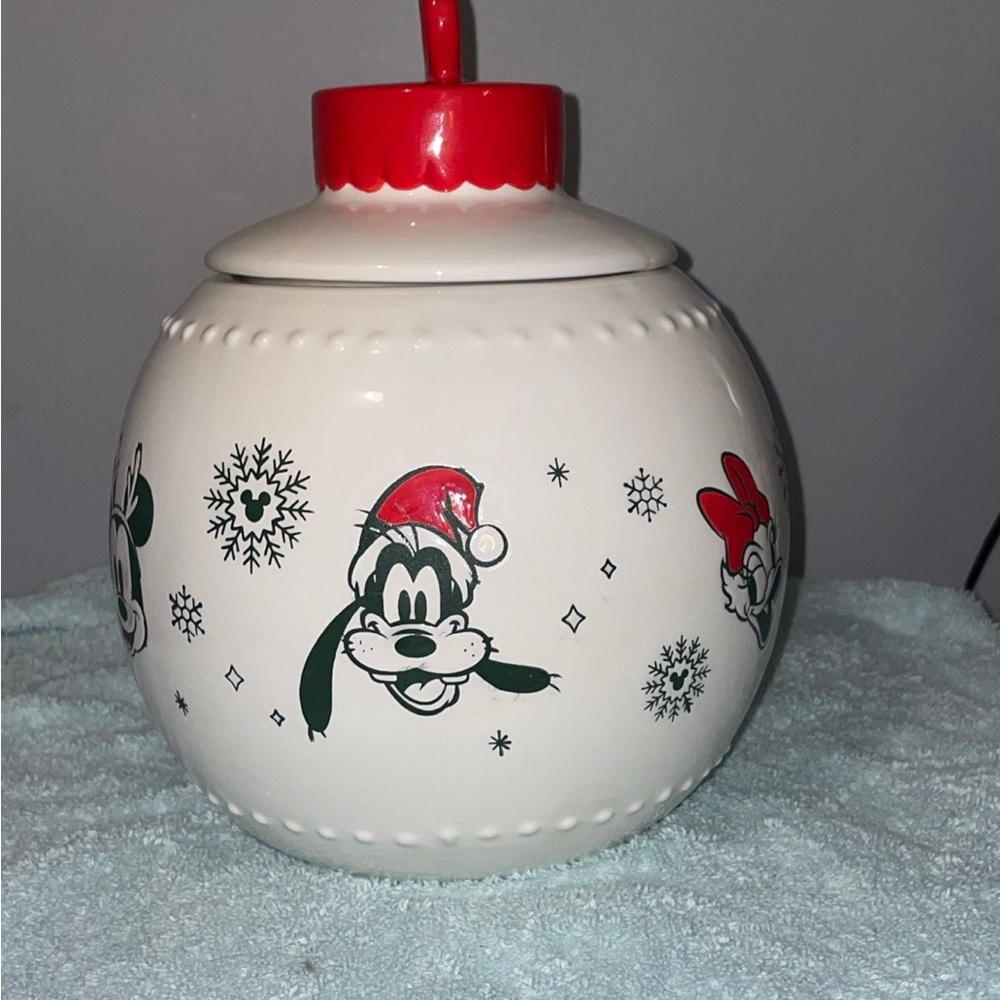 DISNEY Mickey Minnie Goofy Donald Daisy Pluto Christmas Ornament Cookie Jar